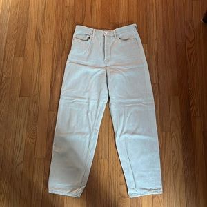 COS cream/beige tapered leg high rise ankle length jeans